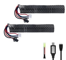 2 pcs 2000mah 11.1v Battery Airsoft Batteries with 3S Charging Cable and Sm2p...