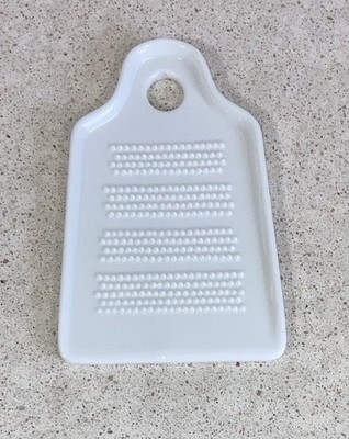 White Ceramic Ginger Garlic Wasabi Grater With Hang Hole - 5.5  X 3.5 