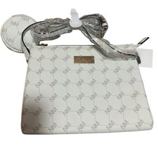 Nicole Miller Off White Monogram Crossbody Pu...