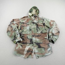 Vintage US Army Jacket Small Long Woodland Camo M-65 Field Coat Cold Weather 80s