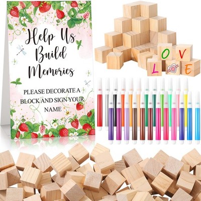 125 Pcs Baby Shower Decorate a Block Game Set Includes Help Us Build Memories