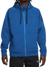 Nike Dry Men's Therma Full Zip Hoodie (Large, Blue)