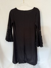 R M Richards Petite Dressy Little Black Dress w/ Lace bell elbow sleeves Size 6P
