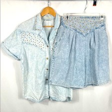 Vintage 90's Rio Inc Women's Skort Set Blue Denim Medium/large Read Description