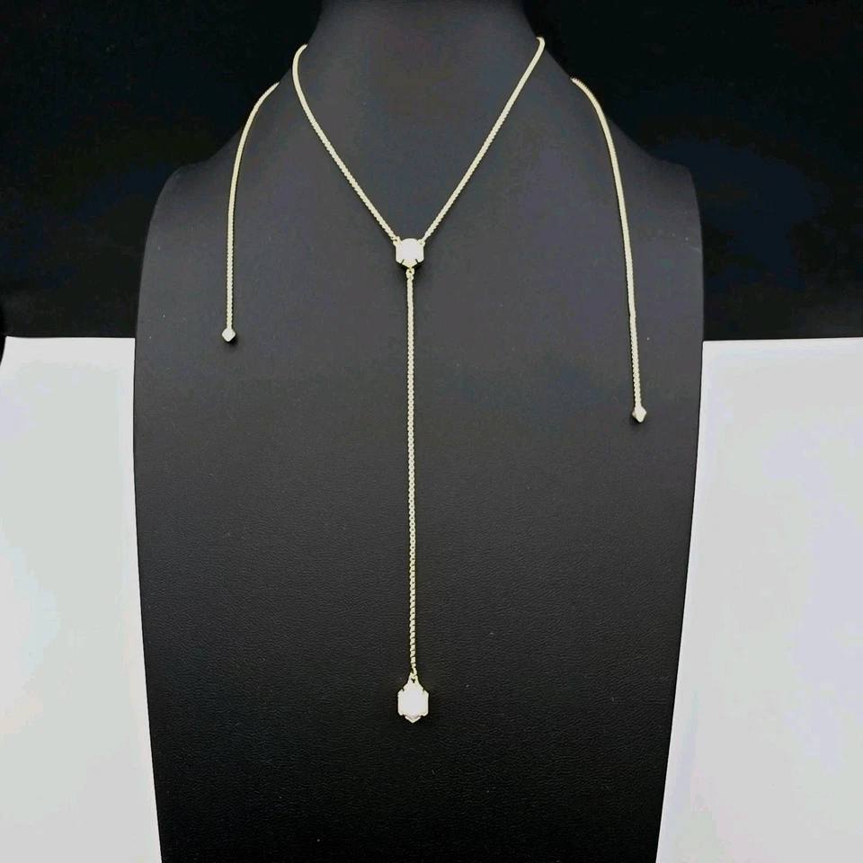 Collar Kendra Scott Ellison Y Tono Dorado Blanco Kyocera Ópalo Estilo Bolo 27" Foto 2 de 4