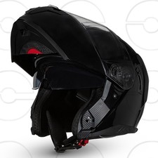 CRUIZER Casco Moto Scooter Modulare Nero Lucido Doppia Visiera Trasparente Sole