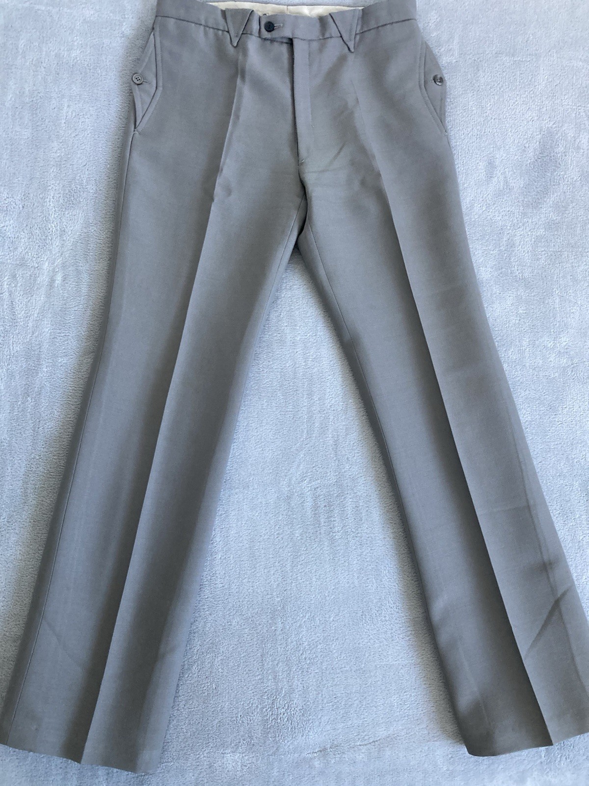 Pantalon Unic Men’s Grey Trousers Eural Tergal Fabric Size 30W34L Warm Comfy