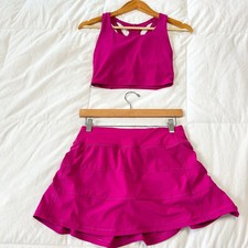 Lululemon Pace Rival Skirt Stash It Bra Crop Top Pink Set Size 4 Tall