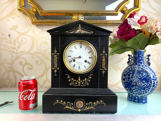 Wunderschön restaurierte atemberaubende französische Schlaguhr aus Schiefer 19.Jh. Stift Schlüssel GWO