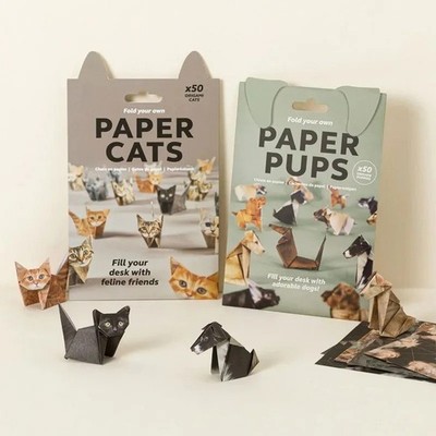 50 Sheet Origami Cat Craft Kit DIY Paper Folding for Adults Kids Cute Cat