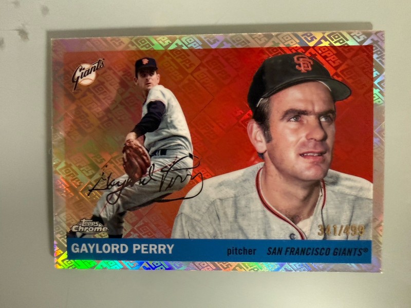 2025 Topps Chrome Platinum Anniversary Gaylord Perry Logofractor /499