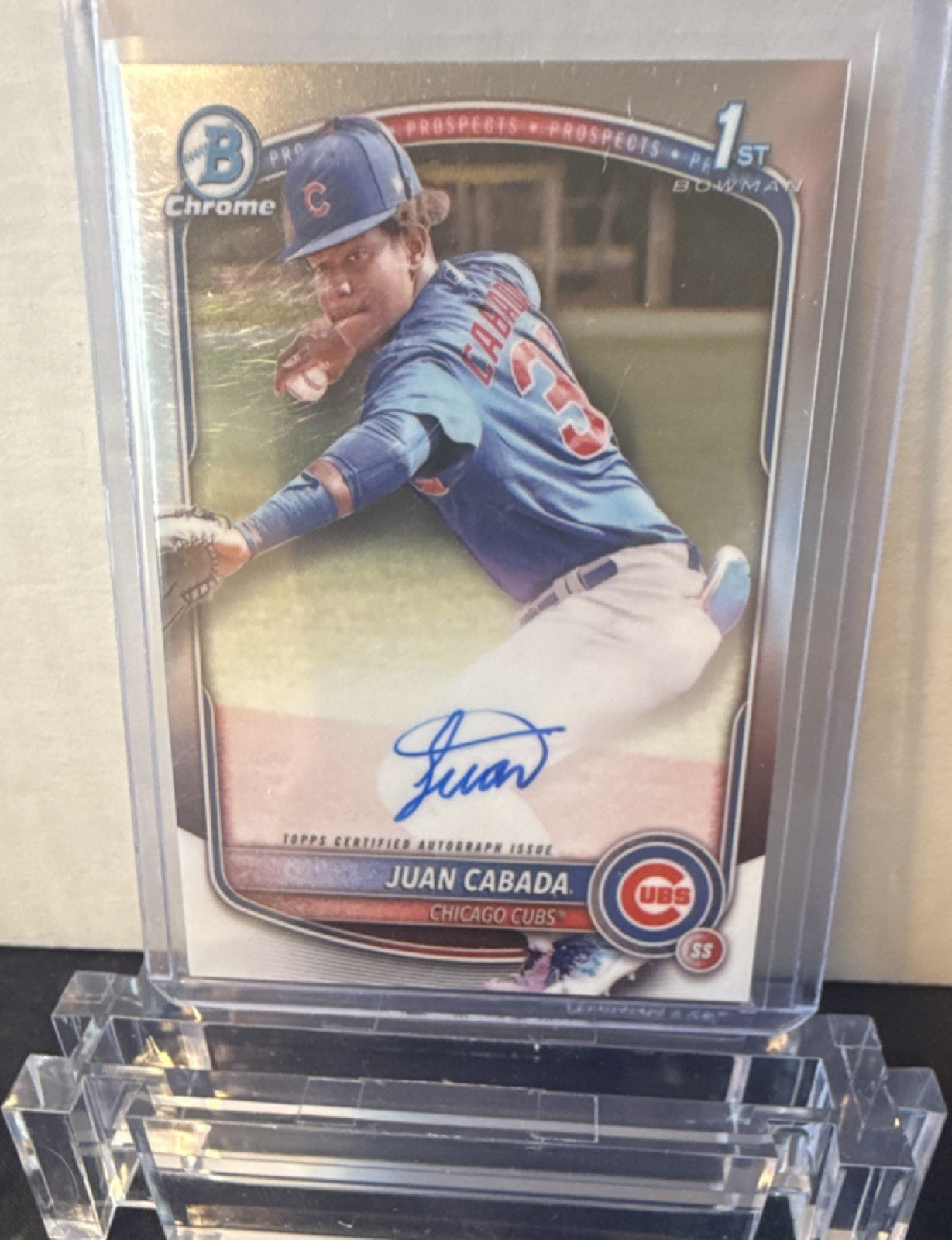 Topps 2025 Bowman Chrome Juan Cabada Chicago Cubs CPA-JC 1st Bowman Auto