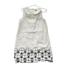 Janie and Jack Girls Size 6 White Cotton Pique Floral Embroidered Shift Dress