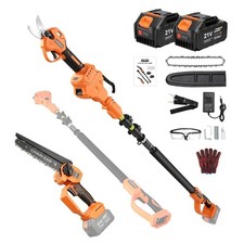 3-in-1 Cordless Pole Saw  Pruning Shears Combo Kit 16FT Reach 8" Chainsaw