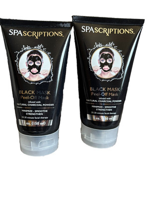 Lot of 2 SPAscriptions Black Peel-Off Mask Charcoal Minimize Smoothe  5oz