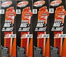 Lot of 4 Nerf Pro Mag Plus Half-Length Dart Magazine Refill 15 Darts Brand New