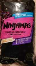Ninjamas Girls' Bedwetting Disposable Underwear Nighttime L/XL 64-125 lbs, 11 Ct