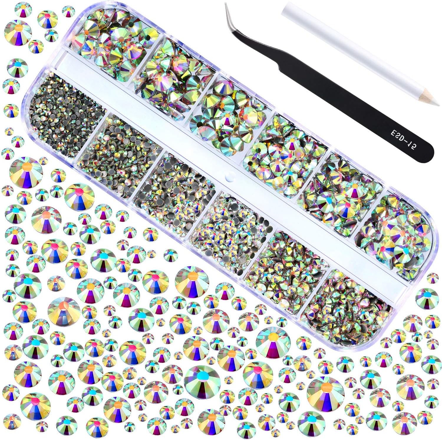 2000 Pieces Hot Fix Glass Flatback Rhinestones HotFix Round Crystal Gems 1.5-6