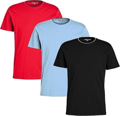 Mens T Shirts Plain Cotton Short Sleeve T-shirt Tee Top crew neck 1/3/5 pack.