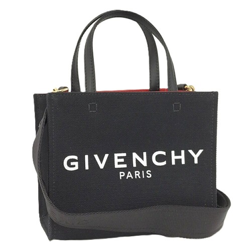 GIVENCHY G Tote Small 2 Way Tote Bag Canvas Black Womens Handbag