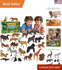 Safari Animal Figures, 23Pcs Realistic Plastic, Wild Zoo Animals Animals Se...