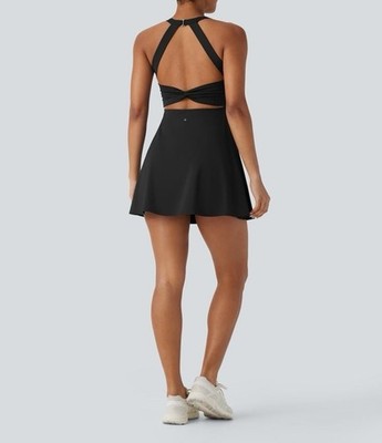 Halara SoftlyZero Airy Molded Cups Cool Touch Dance Active Dress NEW Large Black