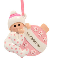 Personalized Christmas Ornament Baby's First Christmas Pink NEW