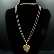 O910 - Ancien Collier Porte-Photo, Longueur 36,5cm, Maille Jaseron, 2 Ors 18K