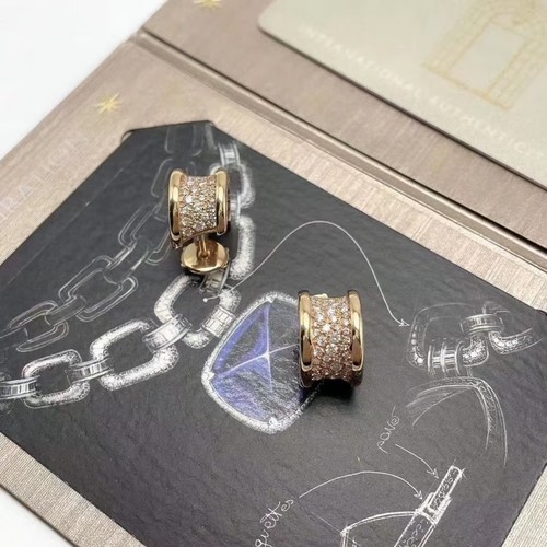 BVLGARI B-zero1 Hoop Earring Diamond K18PG 750 Rose Gold