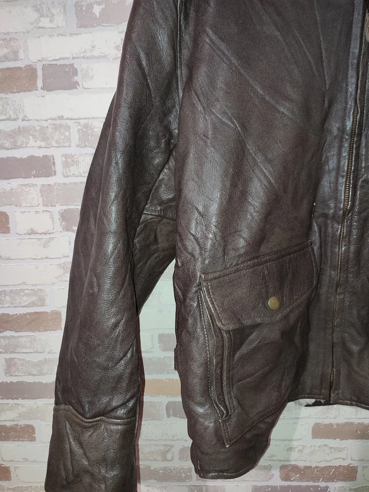 Blouson aviateur L.L.Bean Homme M – Cuir véritable doublé laine – Made in USA - Photo 3/4