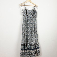 Free People Tangier Babydoll Multi Print Tie Strap Midi Dress Size Medium