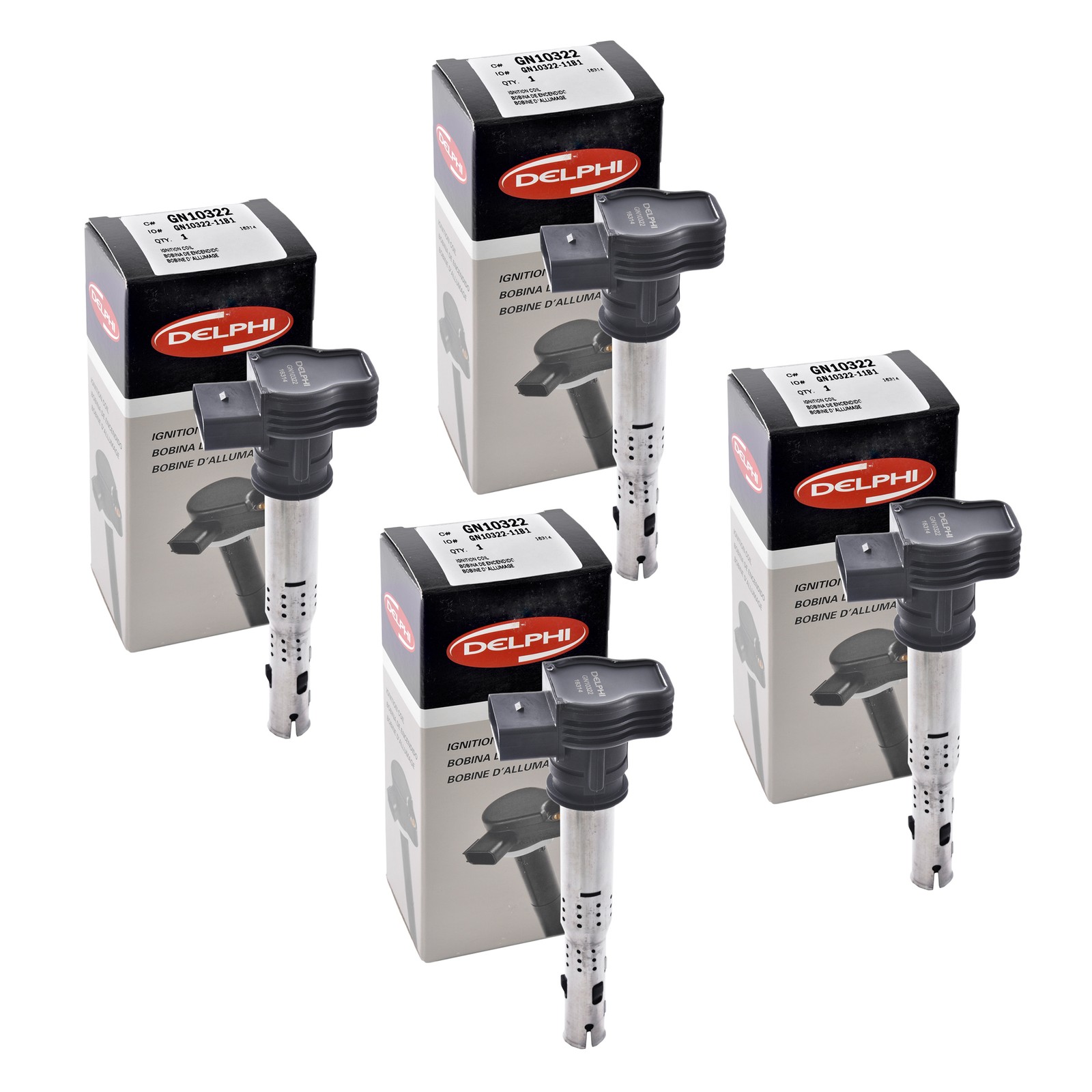 Set of 4 Delphi Ignition Coil GN10322 For Audi Volkswagen Seat A4 04-14