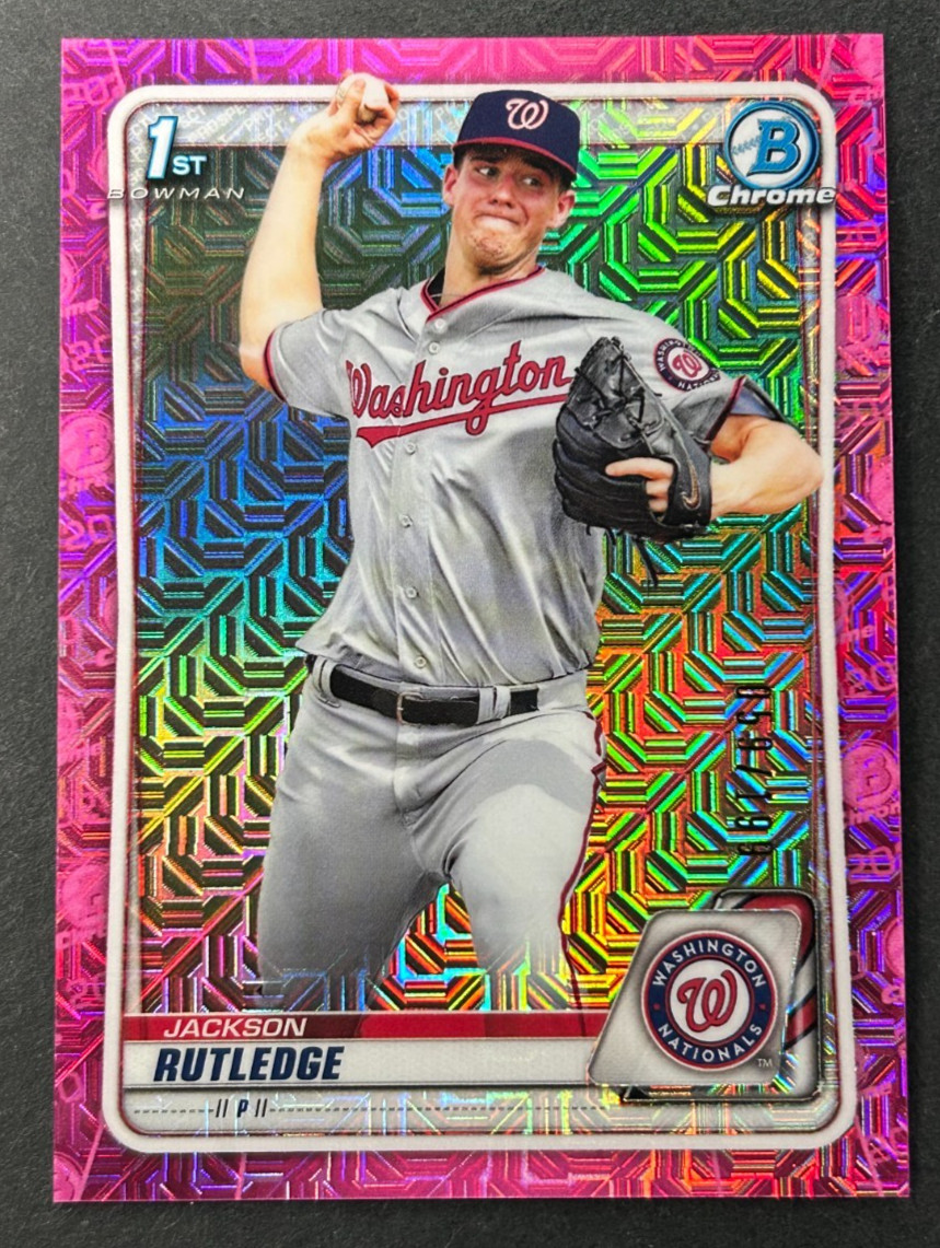 2020 Bowman Chrome 1st - Jackson Rutledge #BCP-91 Nationals - Pink Mojo /199