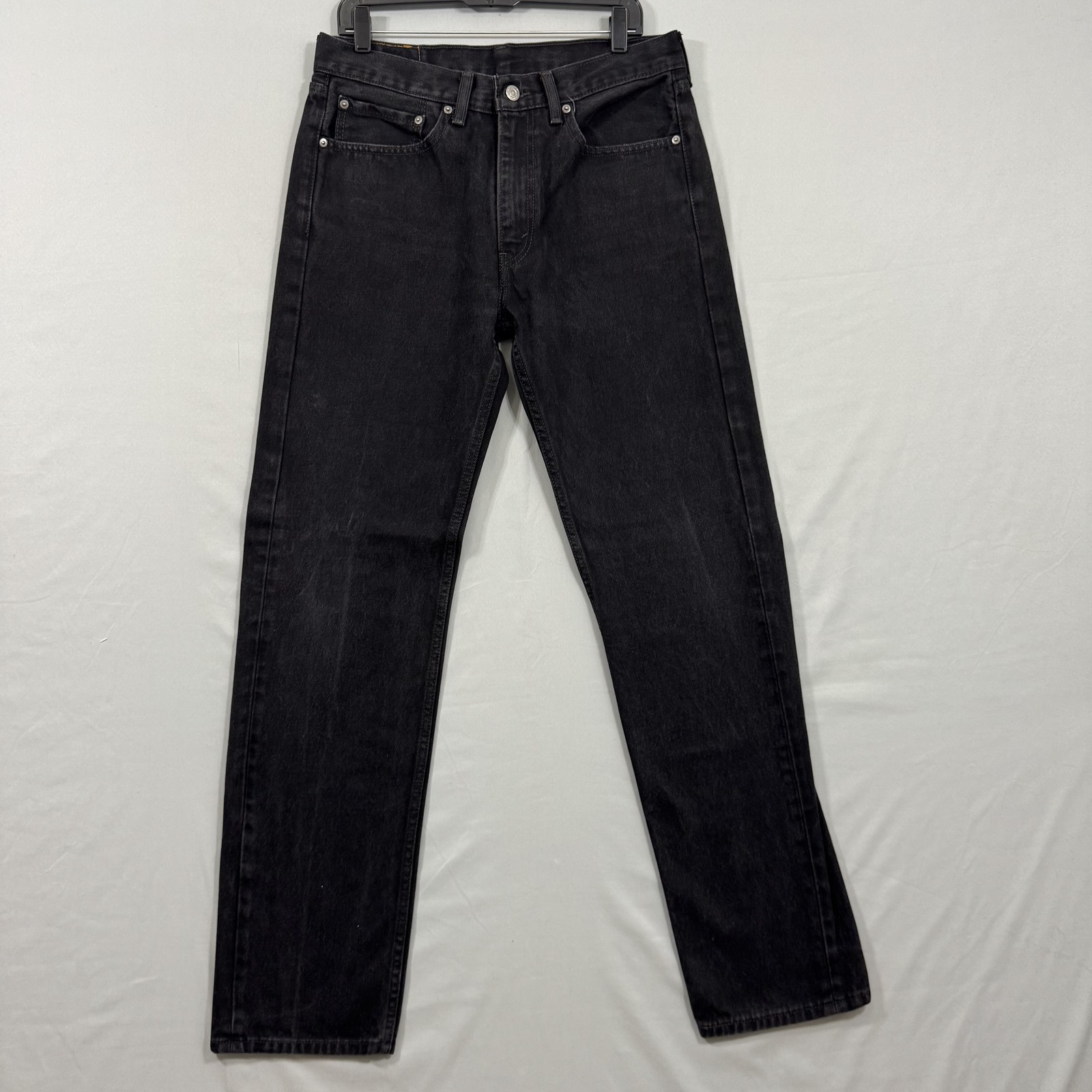 Levis 505 Jeans Mens 32x36 Black Denim Straight Leg Classic Zip Fly W34 L36