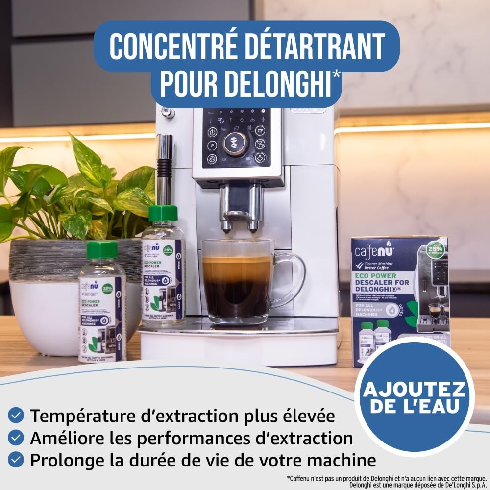 Détartrant machine à café compatible DeLonghi contre le blocage des buses de café