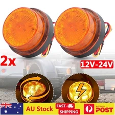 2X Mini Car Beacon Strobe Amber LED Light Flashing Warning Rotating Lamp 12V 24V