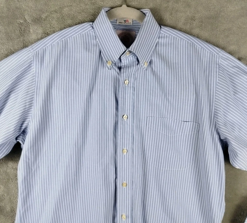J Press Dress Shirt Mens 15.5/32 Blue Stripe Oxford Button Down Made in USA - Image 4 of 4