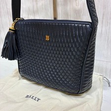 BALLY Shoulder bag Quilted leather Tassel Dark Navy Authentic From Japan