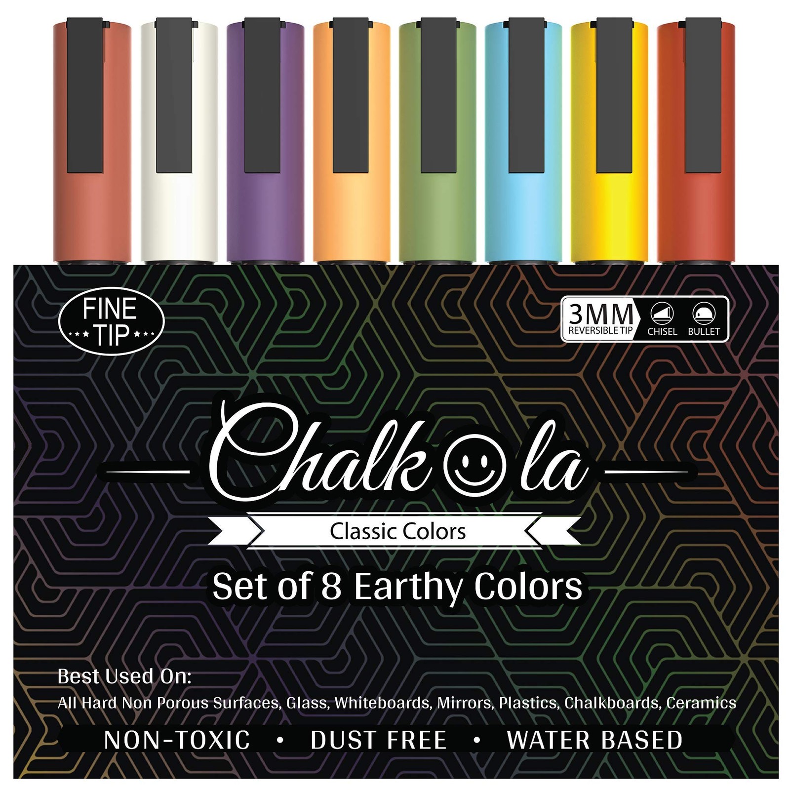 Stylos craie 3mm assortiment de 8 couleurs pour décorer vos vitres de maison et menus d'ardoise