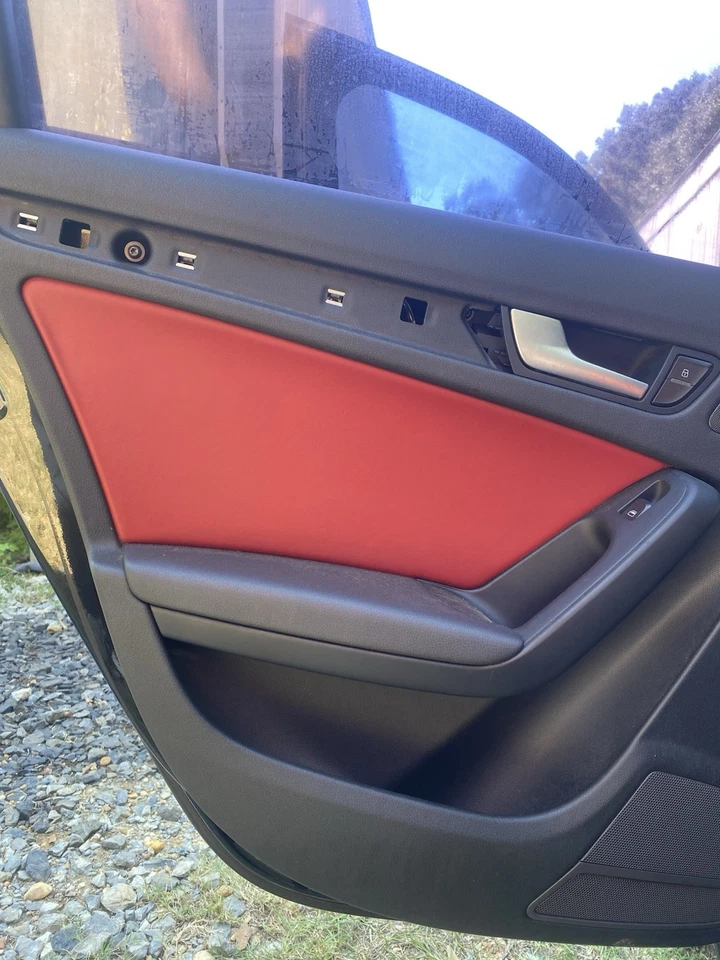 AUDI S4 A4 B8 2010-12 OEM CUERO NEGRO ROJO ASIENTOS DELANTEROS TRASEROS PANELES PUERTAS 08-16 Foto 2 de 4