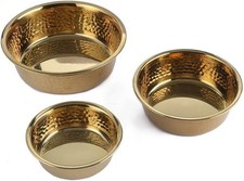 Premium Stainless Steel Dog Bowls Non Slip Pet Feeding Hammered Design Pack of 2
