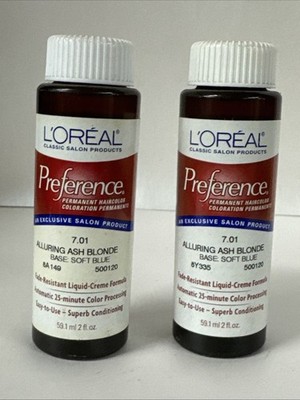 2 Pack L'oreal Preference permanent haircolor 2 floz- 7.01 Alluring Ash Blonde