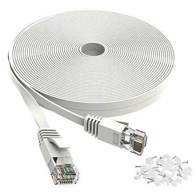 Jadaol Cat 6 Ethernet Cable 35 ft Flat Internet Network Cable - White