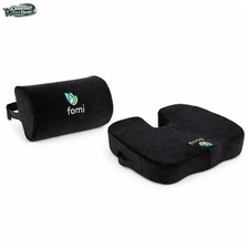FOMI Coccyx Seat Cushion  Lumbar Back Support Pillow Combo Memory Foam Black
