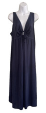 Miss Elaine Woman Navy Blue Nightgown Nylon Sleeveless Keyhole Long Sz 2X