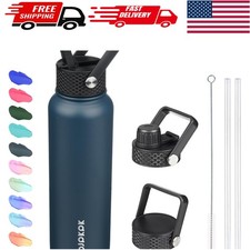 BPA-Free 40oz Stainless Steel Water Bottle with Straw Lid - Leakproof Stylish
