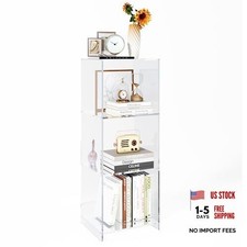 Acrylic Bookcase, 3 Tier Floor Standing Bookshelf, 31.5 inch Tall Display Clear