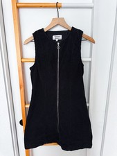 Reformation Suzie Black Corduroy Mini Dress Full Zip Sleeveless Belted A Line 6