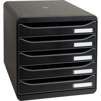 Exacompta Schubladenbox Big Box Plus 5 offene Schubladen Schwarz 309714D