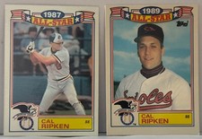 1987 & 1989 Topps All Stars Cal Ripken Jr 2 Cards